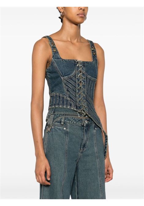 Blue deconstructed corset top Feng chen wang - women FENG CHEN WANG | FWF18VS06BL